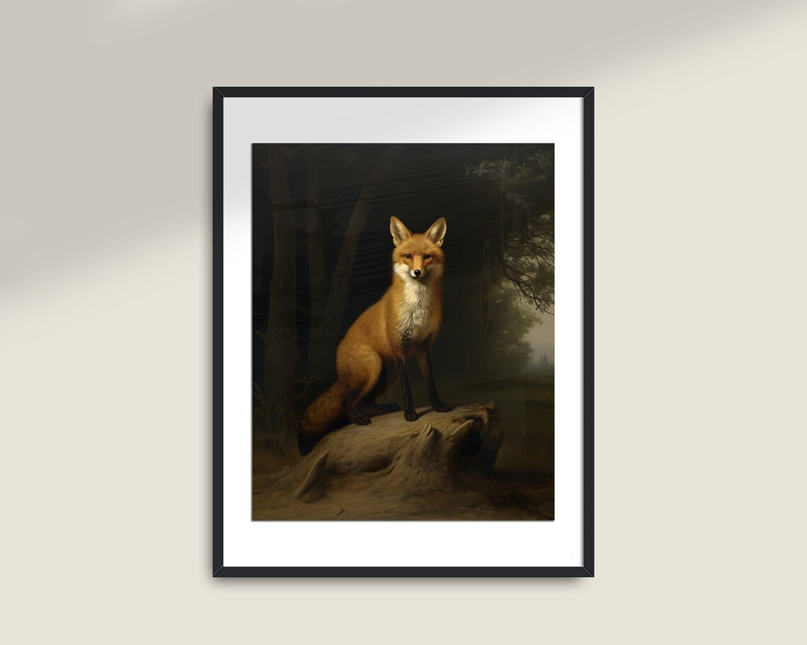 Fox Vintage Animal Art for Dark Academia Decor - Image 2