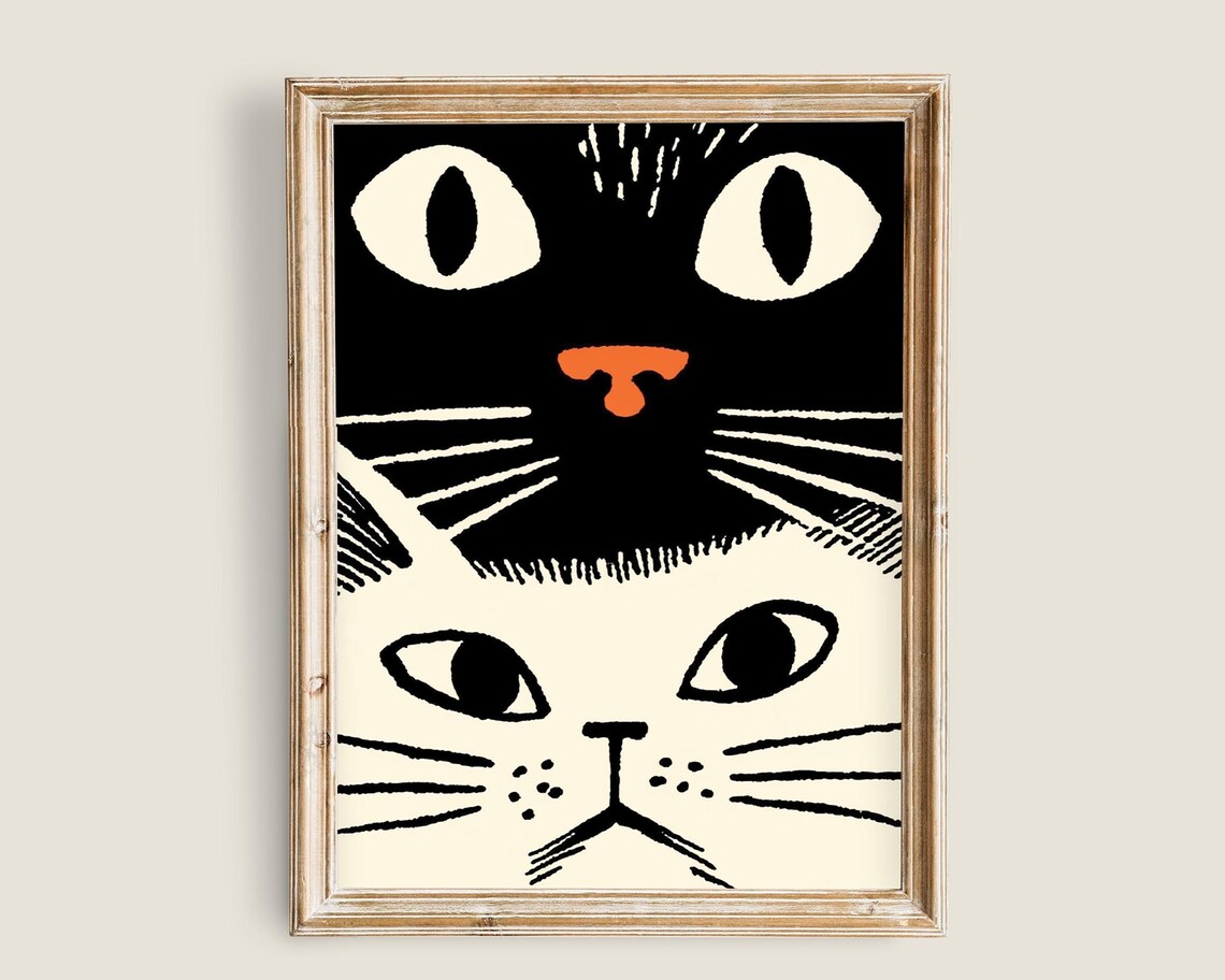 Bold Cat Art Print, Black And White Nursery Decor