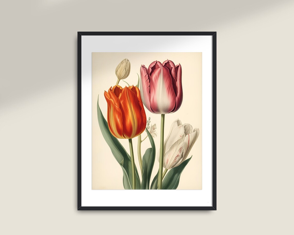 Tulip Floral Painting, Vintage Botanical Art Print - Image 2