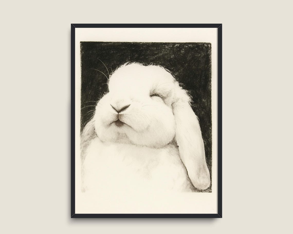 Cute Bunny Prints Antique Animal Decor Farmhouse Art Rabbit Illustration Nursery Vintage Art - Image 3