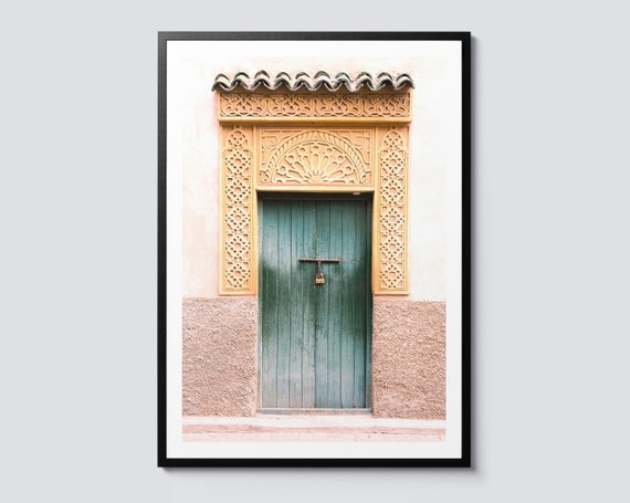 Moroccan Door Photographic Travel Print Ancient Architecture Wall Art Beige And Brown Decor Portrait Poster