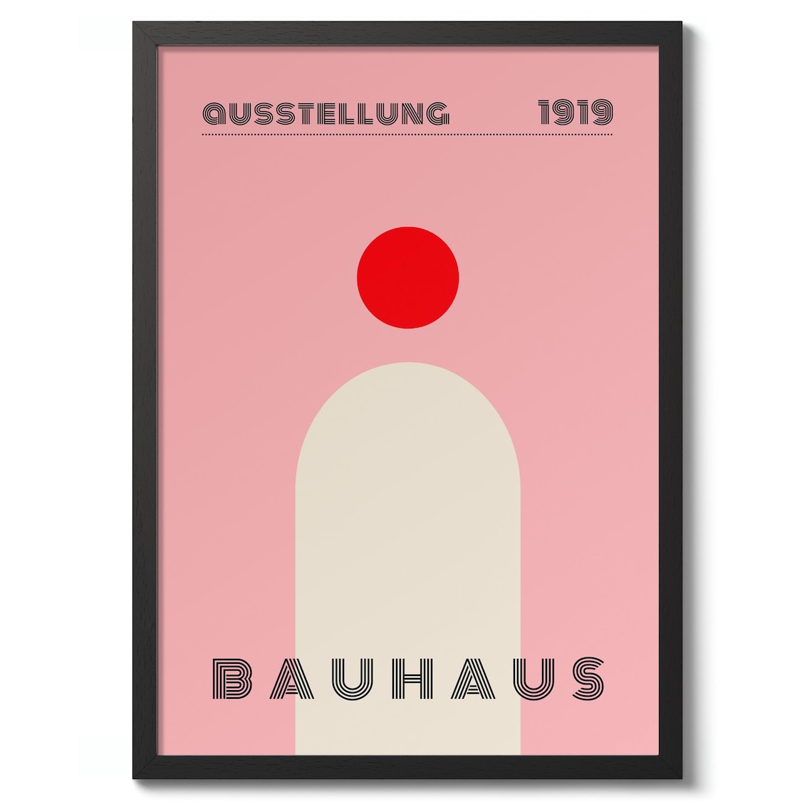 Bauhaus Ausstellung 1919 Pink Geometric Red Dot Abstract Poster