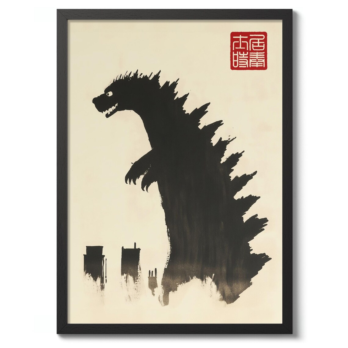 Zilla By Matsumoto Hoji Japanese Sumie Woodblock Art Print