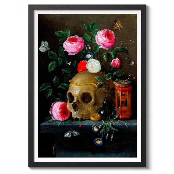 Jan van Kessel Vanitas Still Life Skull Flowers Baroque Art Poster