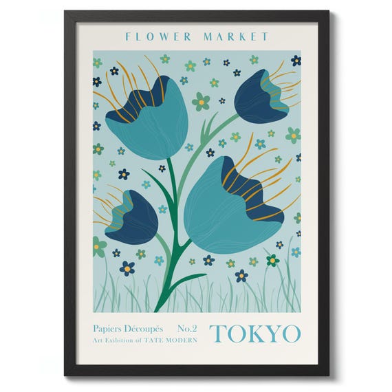 Tokyo Flower Market Print Graphic Poster Illustration Wall Art Nature Decor Gift