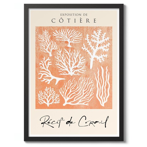 Coral Reef Print Vintage Illustration Poster Sea Botanical Wall Art Decor Gift