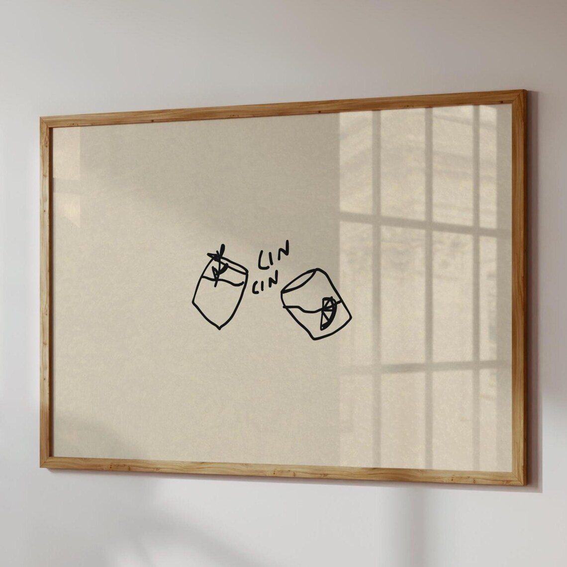 Cin Cocktail Print, Minimalist Bar Cart Art