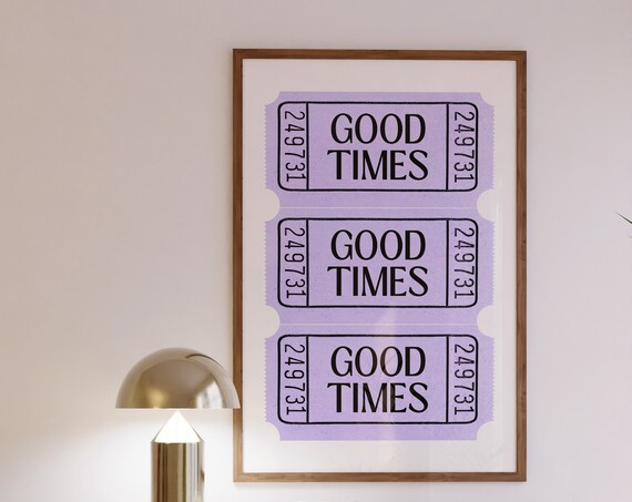 Lilac Good Times Retro Ticket Trio Preppy Aesthetic Wall Poster