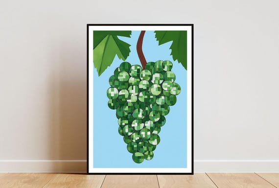 Disco Grape Poster Kitchen Print Grape Wall Art Fruit Poster Grapes Print Kitchen Art Kitchen Poster Fruit Print Disco Fruit Print