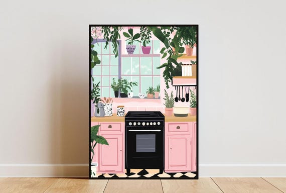 Boho Kitchen Poster Kitchen Poster Kitchen Print Boho Poster Boho Kitchen Wall Art Boho Print Kitchen Print Pink Kitchen Wall Art