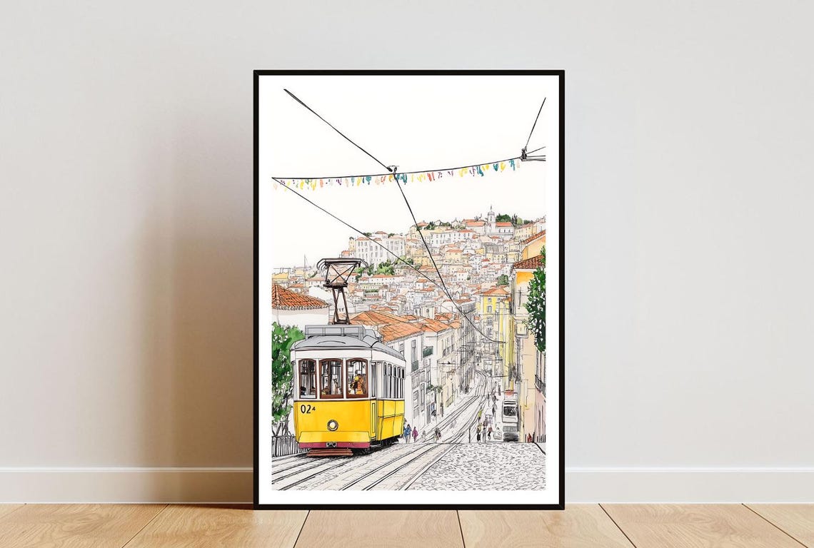 Lisbon Poster Lisbon Tram Print Portugal Wall Art Travel Poster Portugal Print Lisbon Portugal Lisbon Watercolour European Wall Art