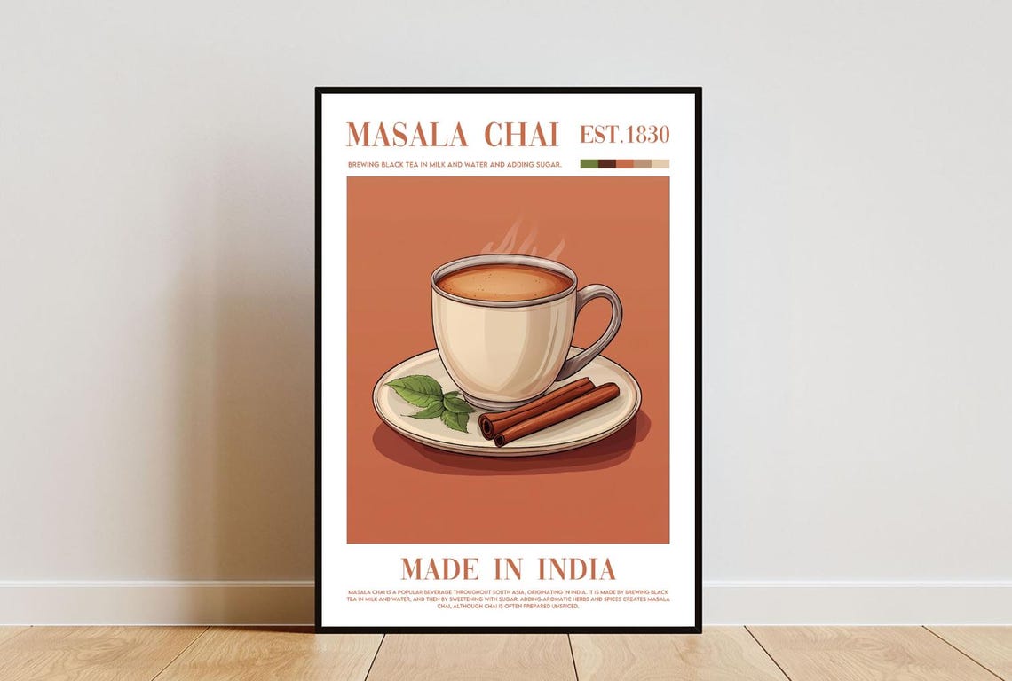 Spiced Masala Chai Est 1830 Made In India Warm Tea Drink Poster