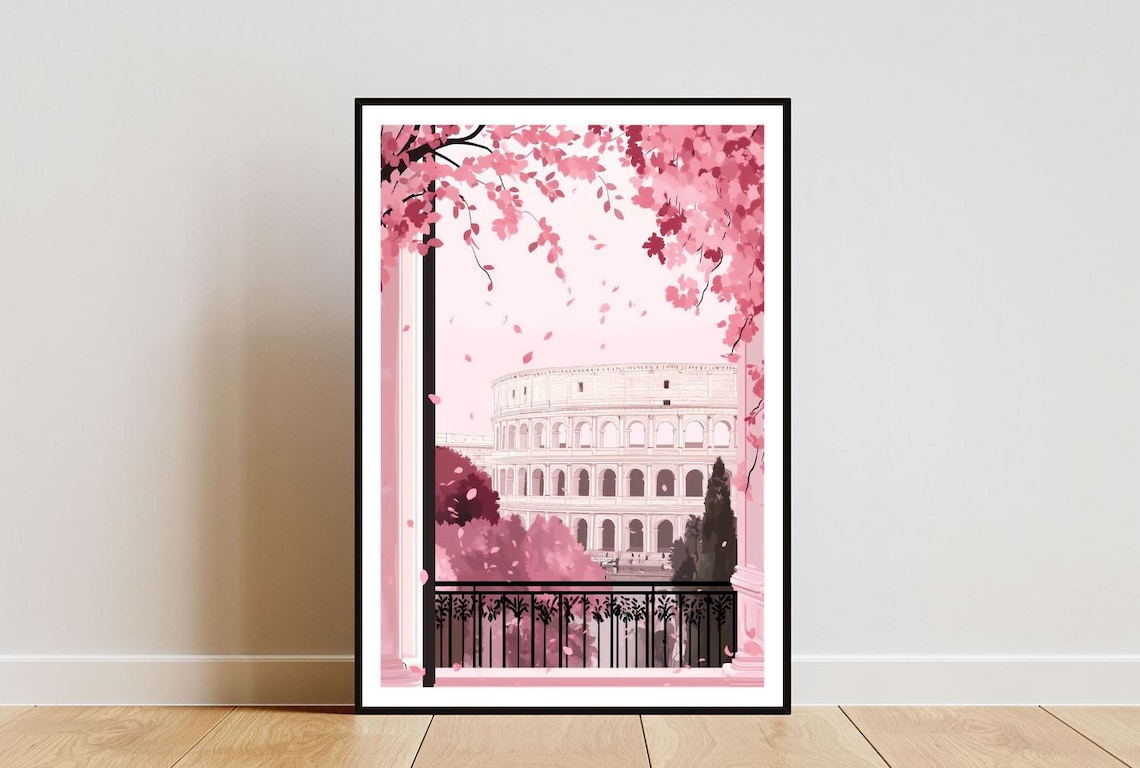 Rome Roman Colosseum Travel Poster, Italy Wall Art