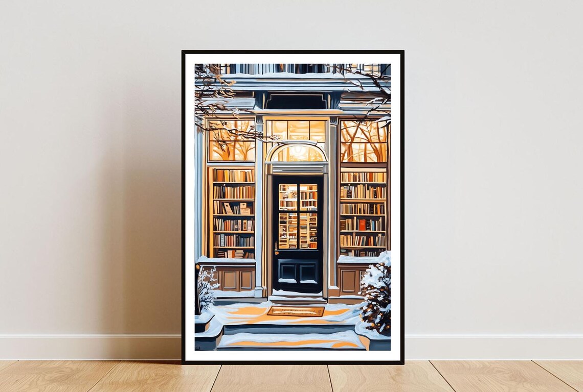 Vintage Bookshop Poster, Bookstore Wall Art Print