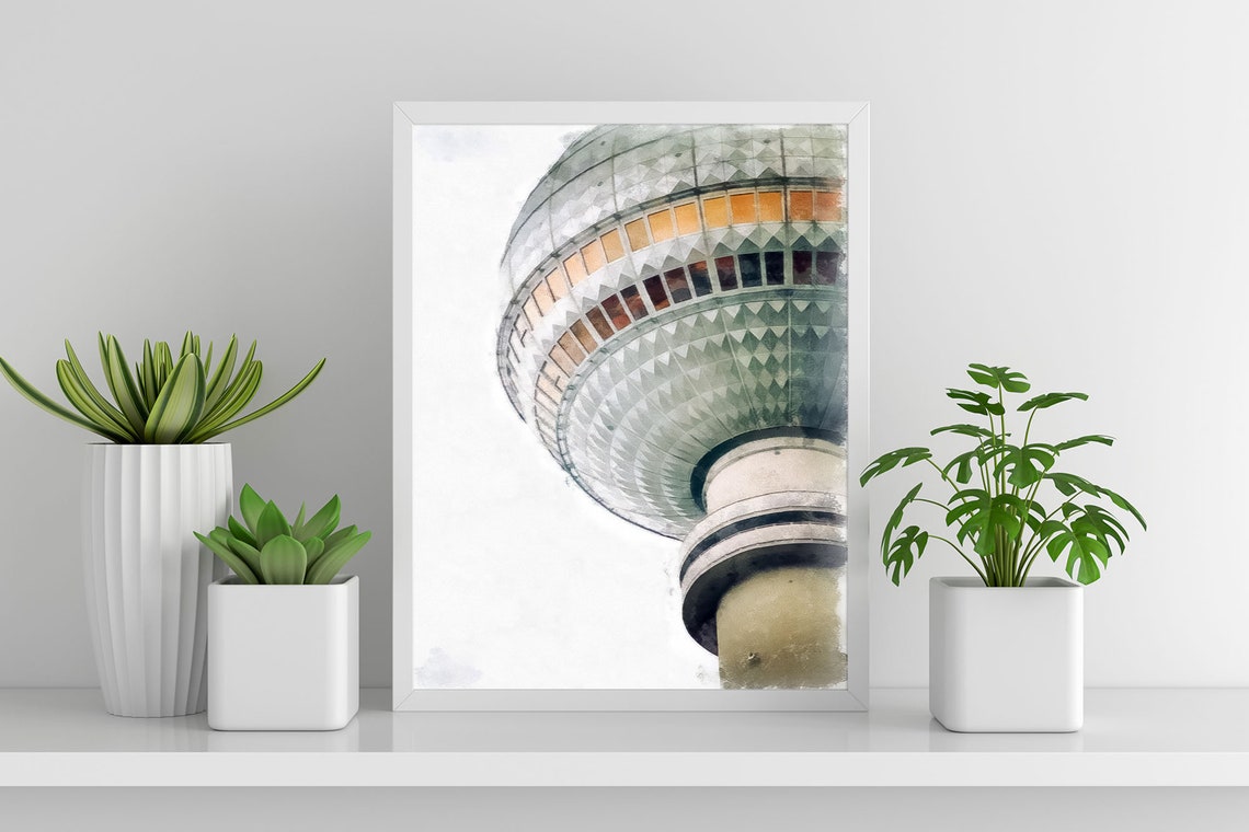 Berlin TV Tower Watercolor Close Up Architecture Landmark Art Poster - Image 3