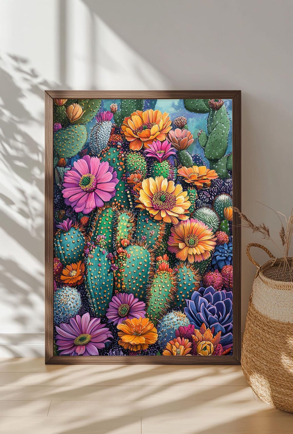 Blooming Cactus Flowers Desert Succulent Vibrant Botanical Wall Art - Image 4