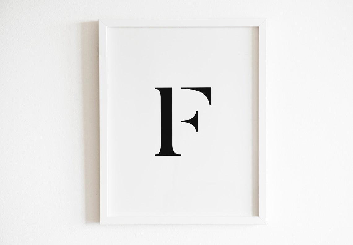 Letter F Bold Serif Monogram Initial Alphabet Minimalist Poster