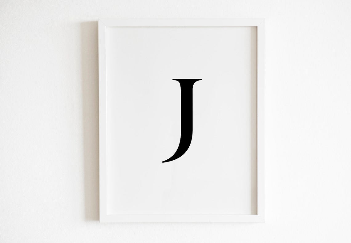 Letter J Bold Serif Monogram Initial Alphabet Minimalist Poster
