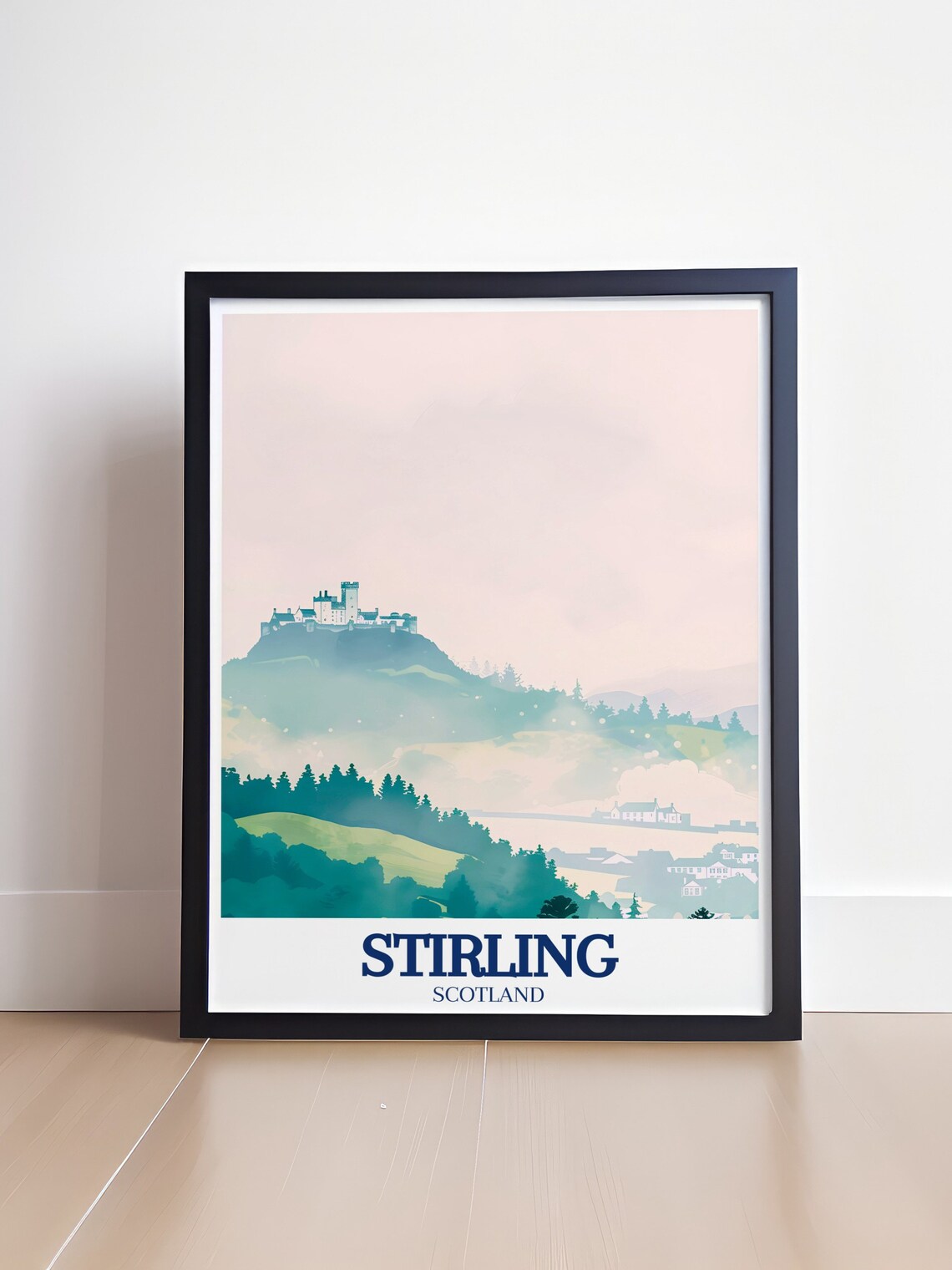 Stirling Castle Misty Scottish Hilltop Soft Pastel Travel Poster - Image 4