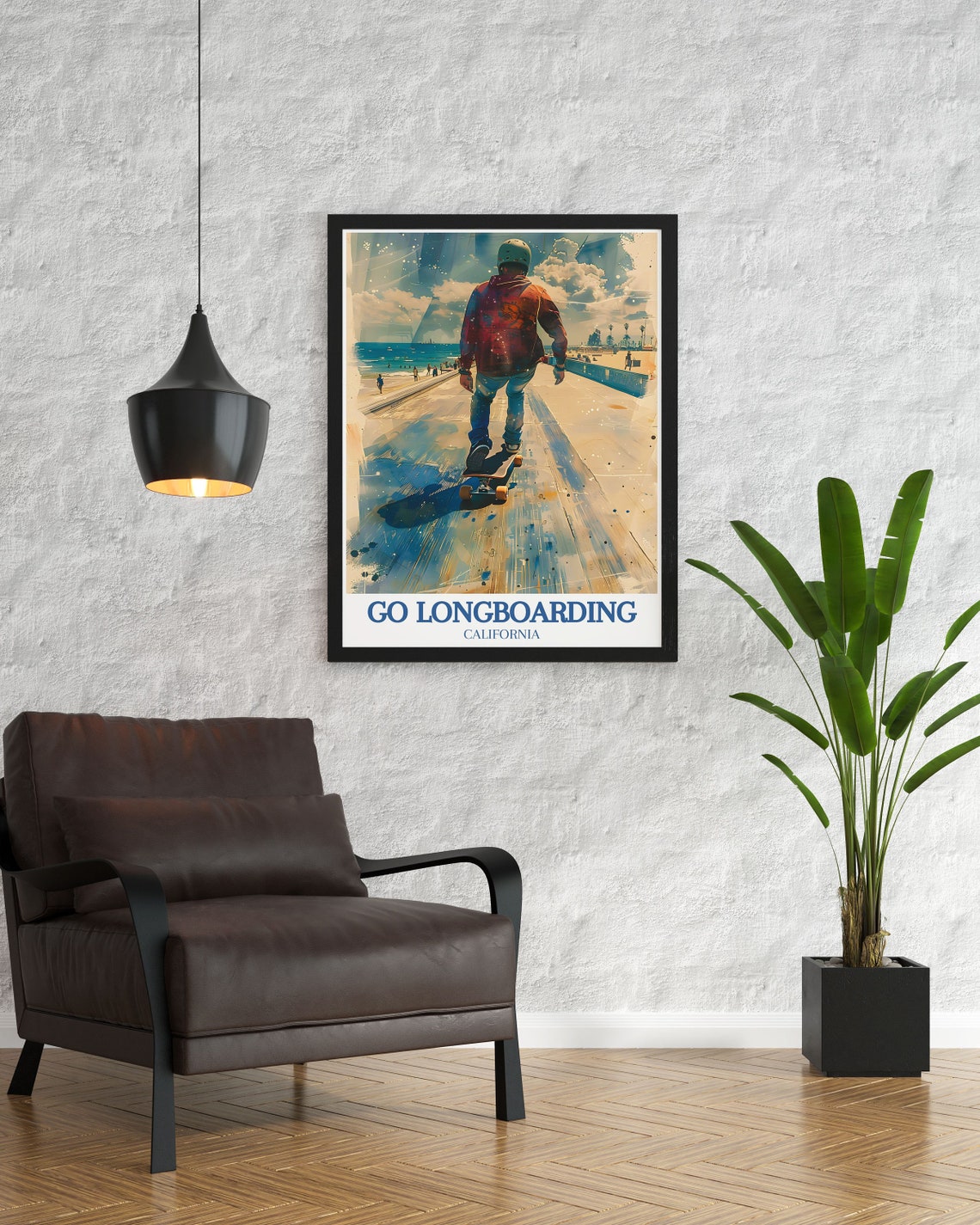 Go Longboarding California Venice Beach Boardwalk Art Poster - Image 3