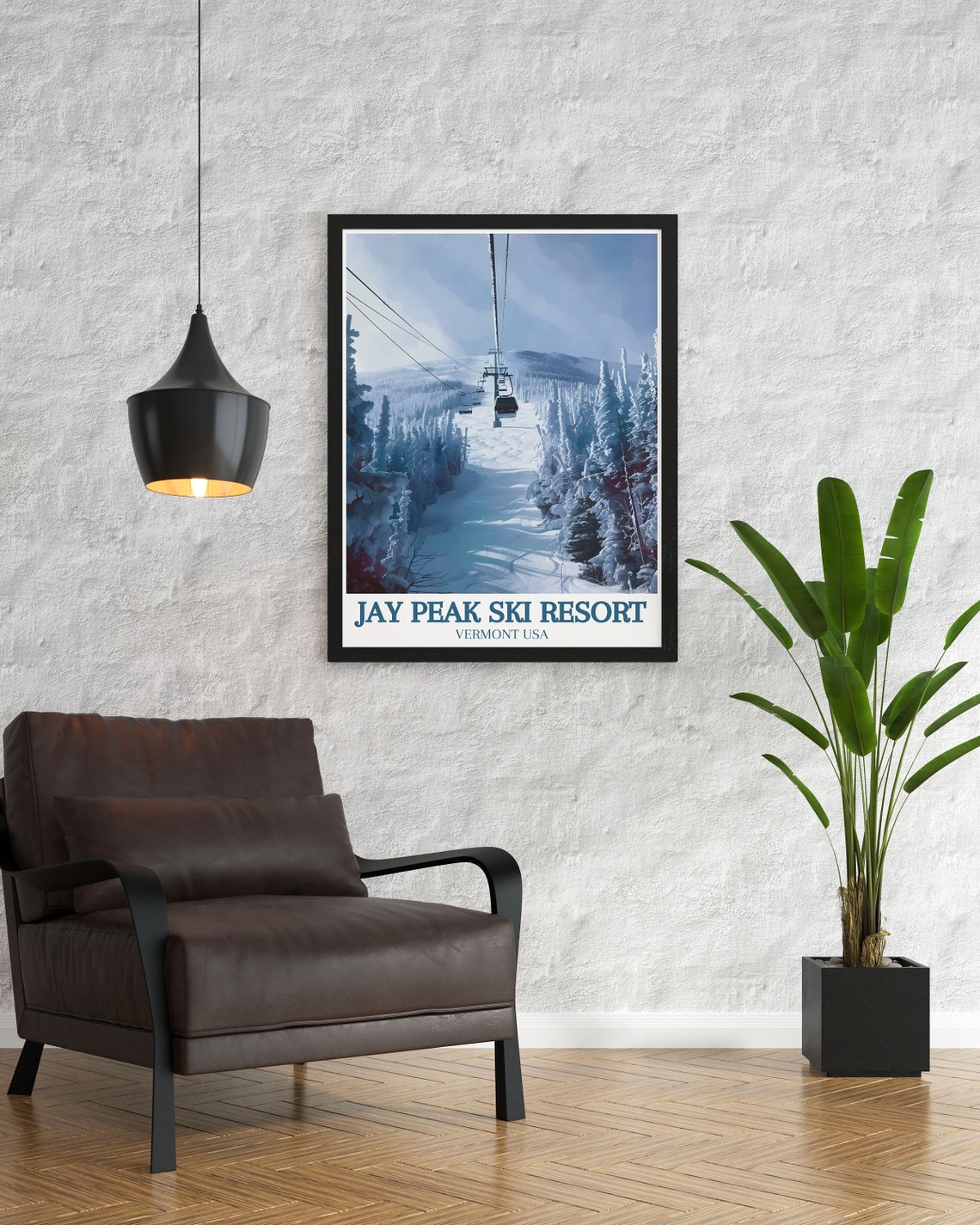 Jay Peak Vermont Snowy Ski Lift Frosted Forest Winter Travel Poster - Image 3