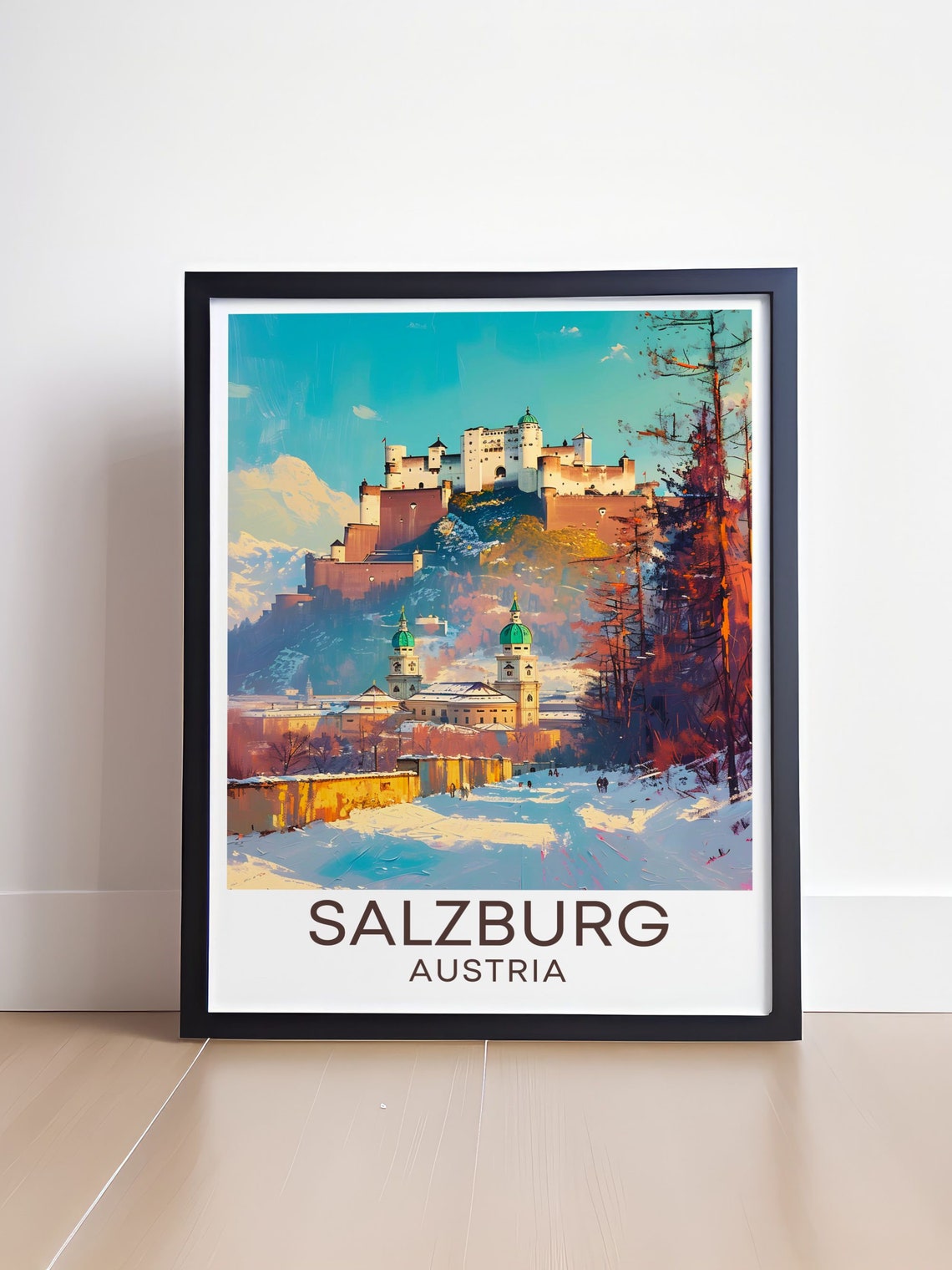 Salzburg Art Salzburg And Zauchensee Skiing Poster Austrian Ski Print Hohensalzburg Fortress Art Hohensalzburg Fortress Art - Image 4