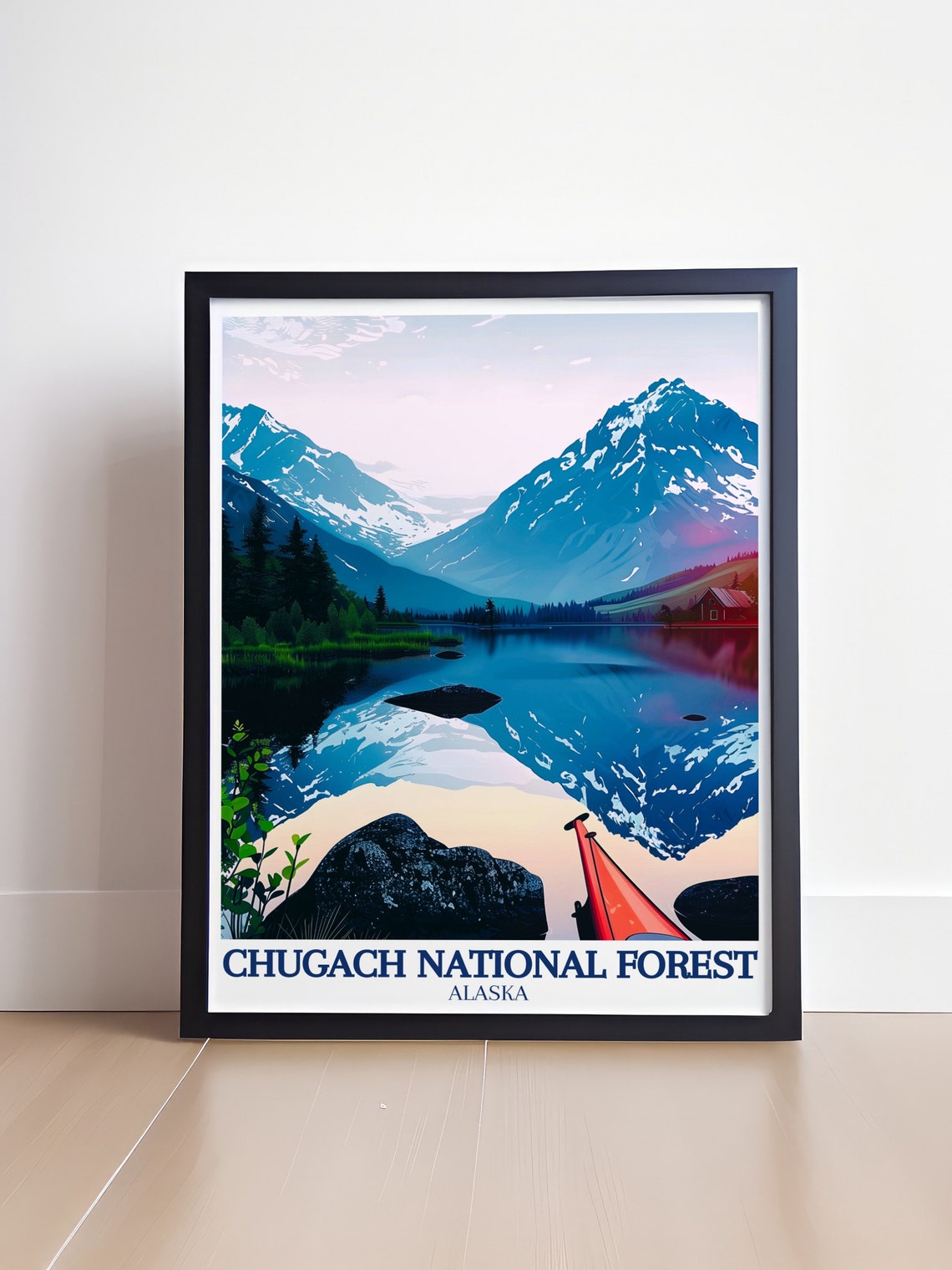 Chugach National Forest Alaska Lake Kayak Mountain Scenery Poster - Image 4