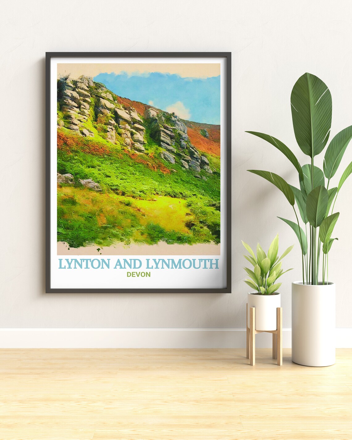 Lynton and Lynmouth Valley of Rocks Craggy Hillside Travel Poster - Image 3