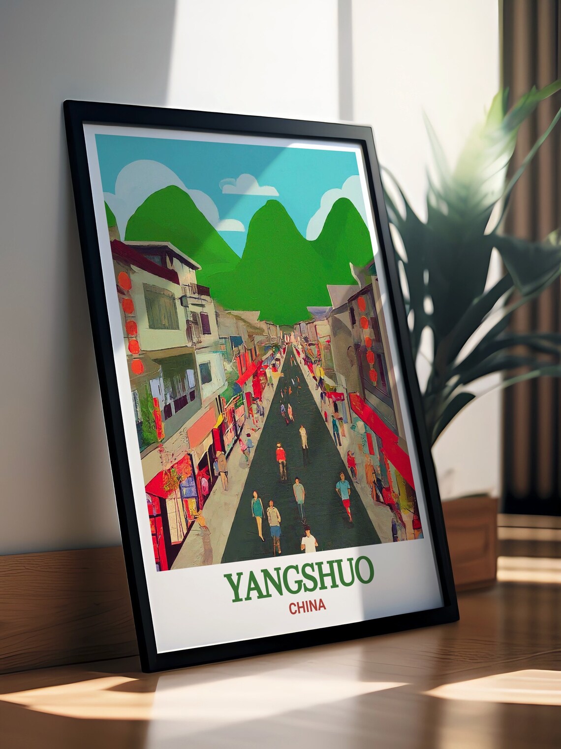 Yangshuo West Street Bustling Lantern Market Street Scene Poster - Image 3