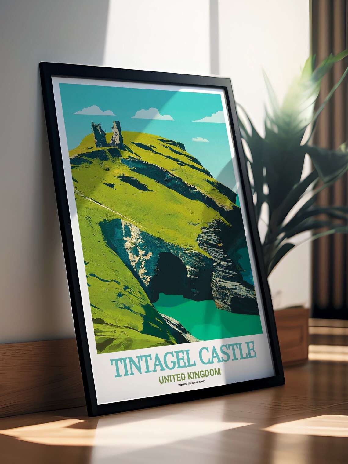 Tintagel Castle Cornwall England Retro Travel Art Landmark Poster - Image 2