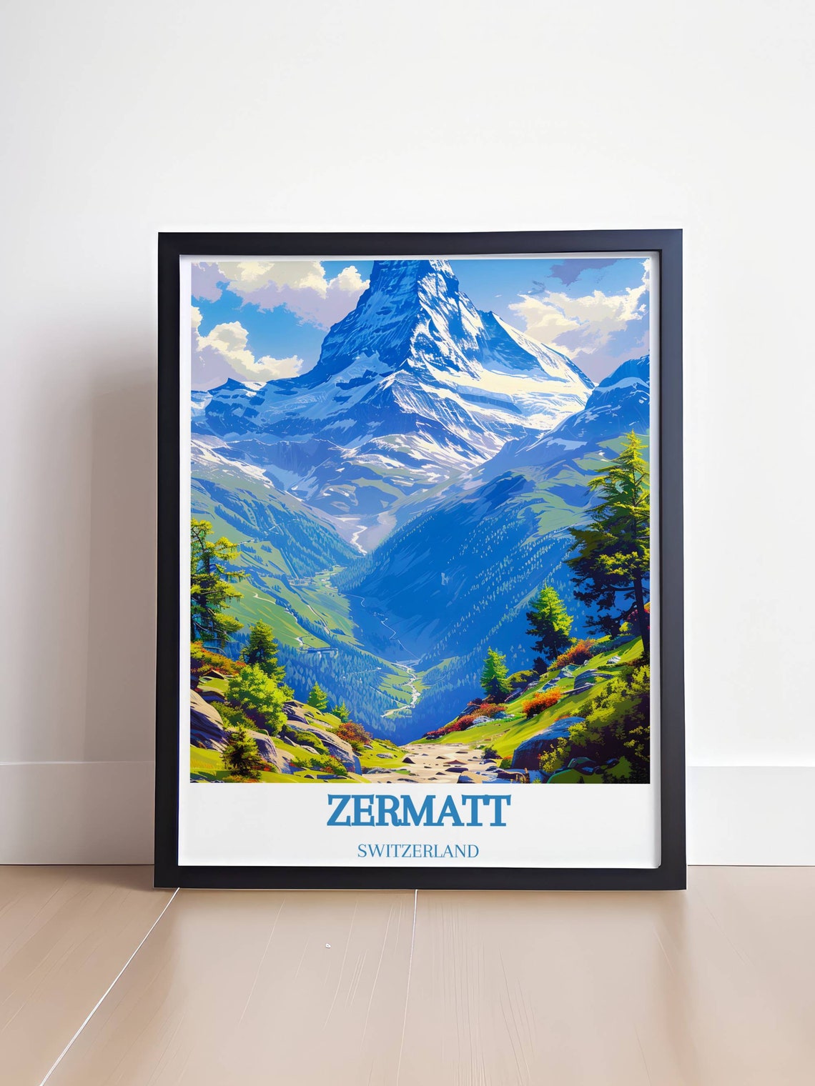 Zermatt Switzerland Matterhorn Alpine Valley Summer View Poster - Image 4