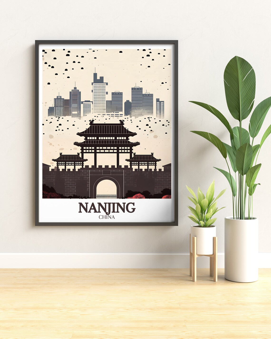 Nanjing China Zhonghua Gate Silhouette Minimalist Skyline Poster - Image 2