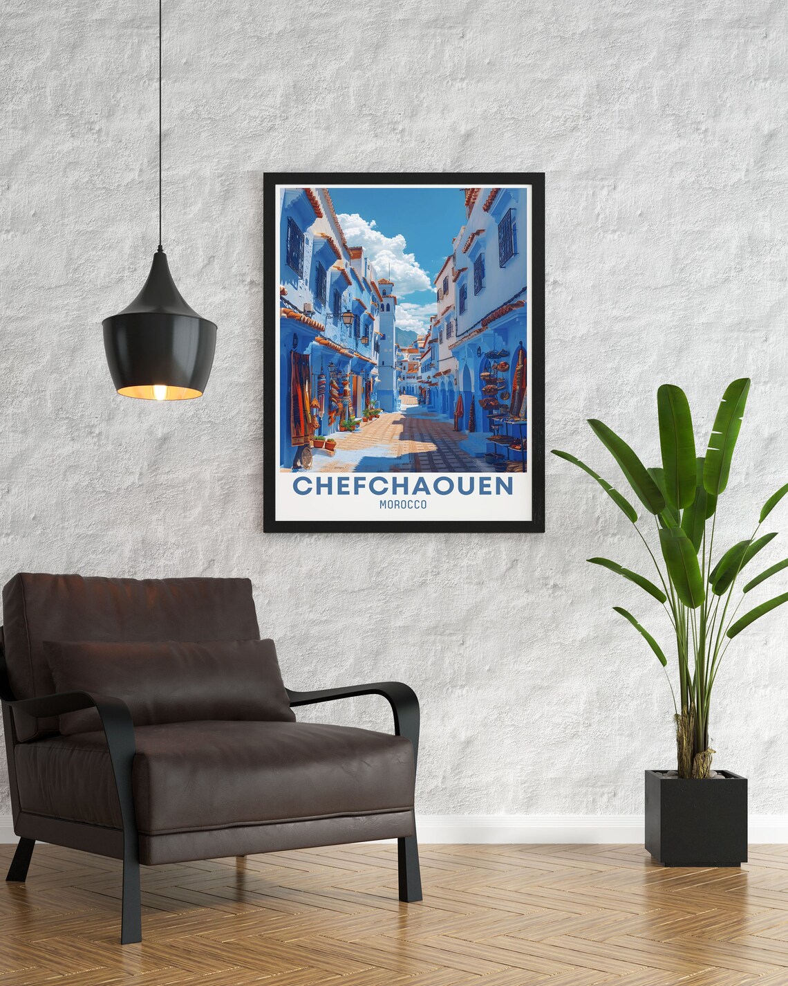 Chefchaouen Morocco Blue City Street Market Souk Travel Poster - Image 3