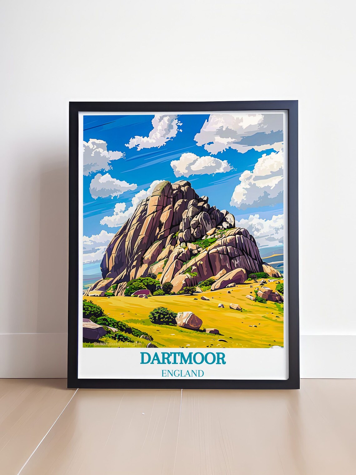 Dartmoor England Granite Tor Over Golden Moorland Travel Poster - Image 4
