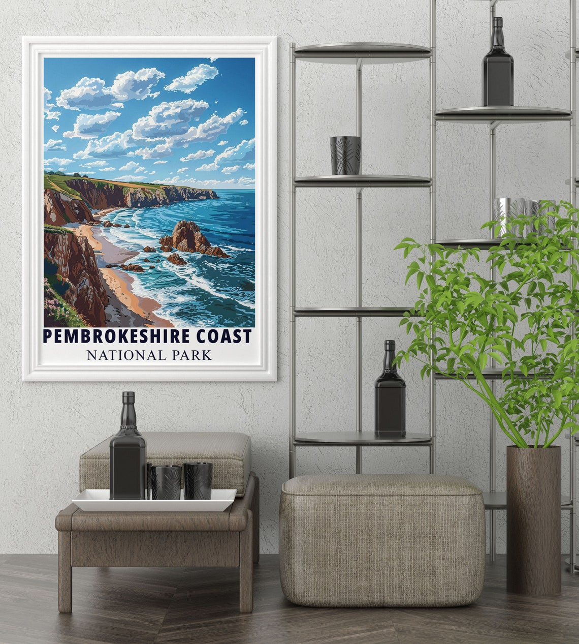Pembrokeshire Coast Sandy Beach Rocky Cliffs Daytime Travel Poster - Image 3
