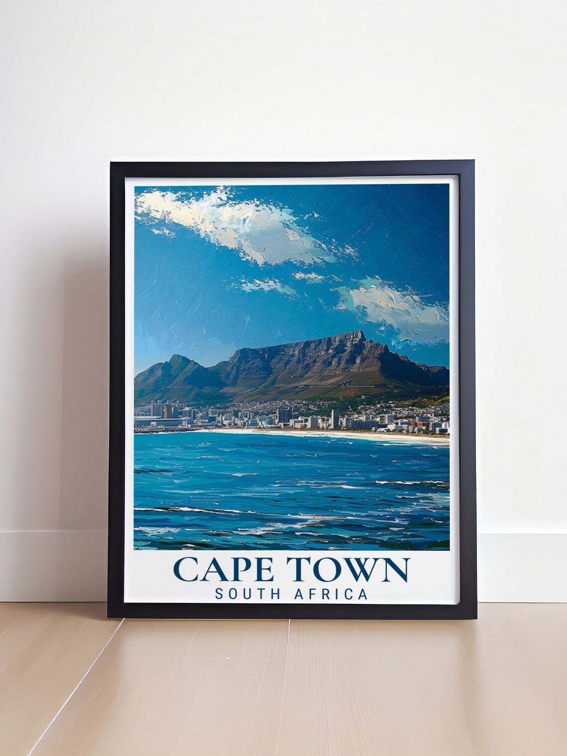 Cape Town Table Mountain and Ocean View Vintage Travel Poster - Image 4