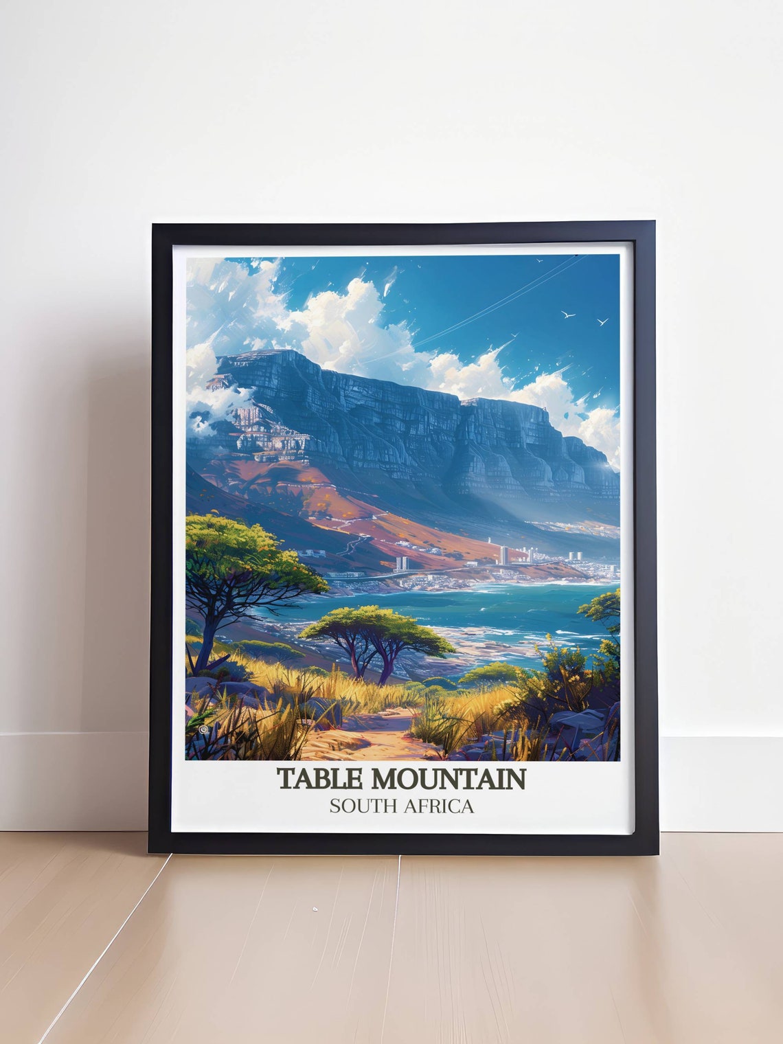Table Mountain Summit View Over Cape Town Coastline and Ocean Poster - Image 4