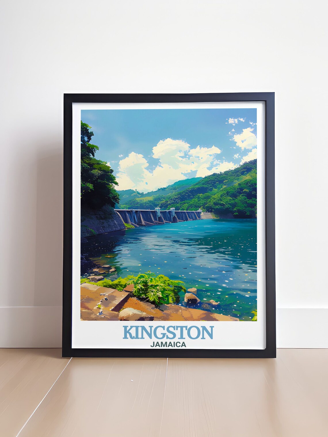 Kingston Jamaica Hermitage Dam Reservoir Green Mountains Poster - Image 4