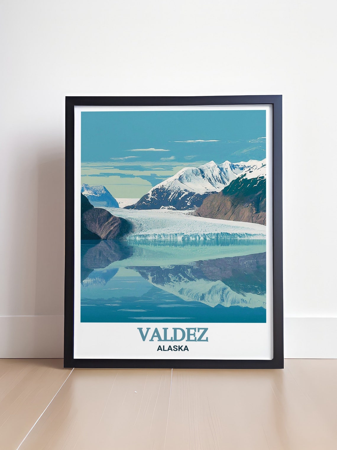 Valdez Alaska Blue Glacier Mirror Reflection Arctic Travel Poster - Image 4