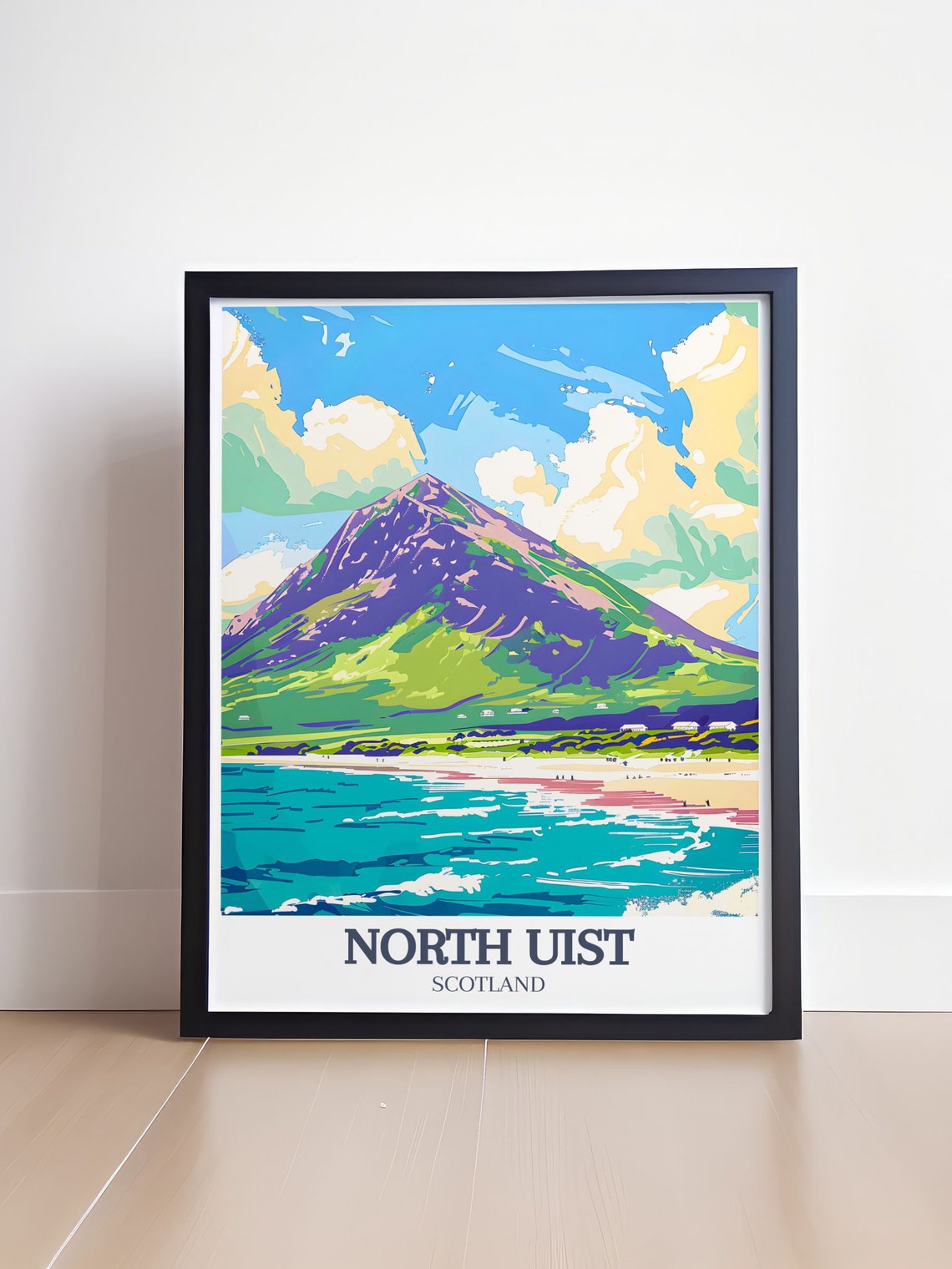 North Uist Towering Mountain Turquoise Shoreline Retro Travel Poster - Image 4