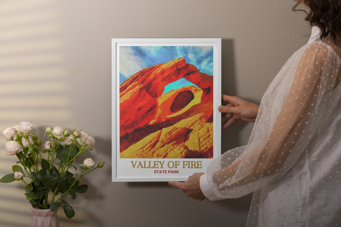 Valley Of Fire State Park Sculpted Arch Rock Desert Travel Poster - Image 2
