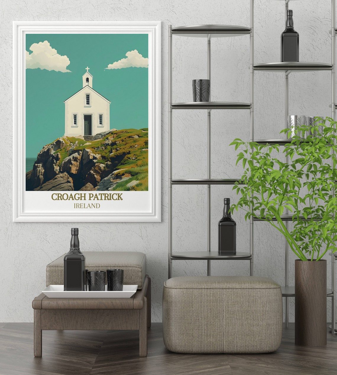 Croagh Patrick Ireland White Chapel Above Rocky Cliffs Poster - Image 2