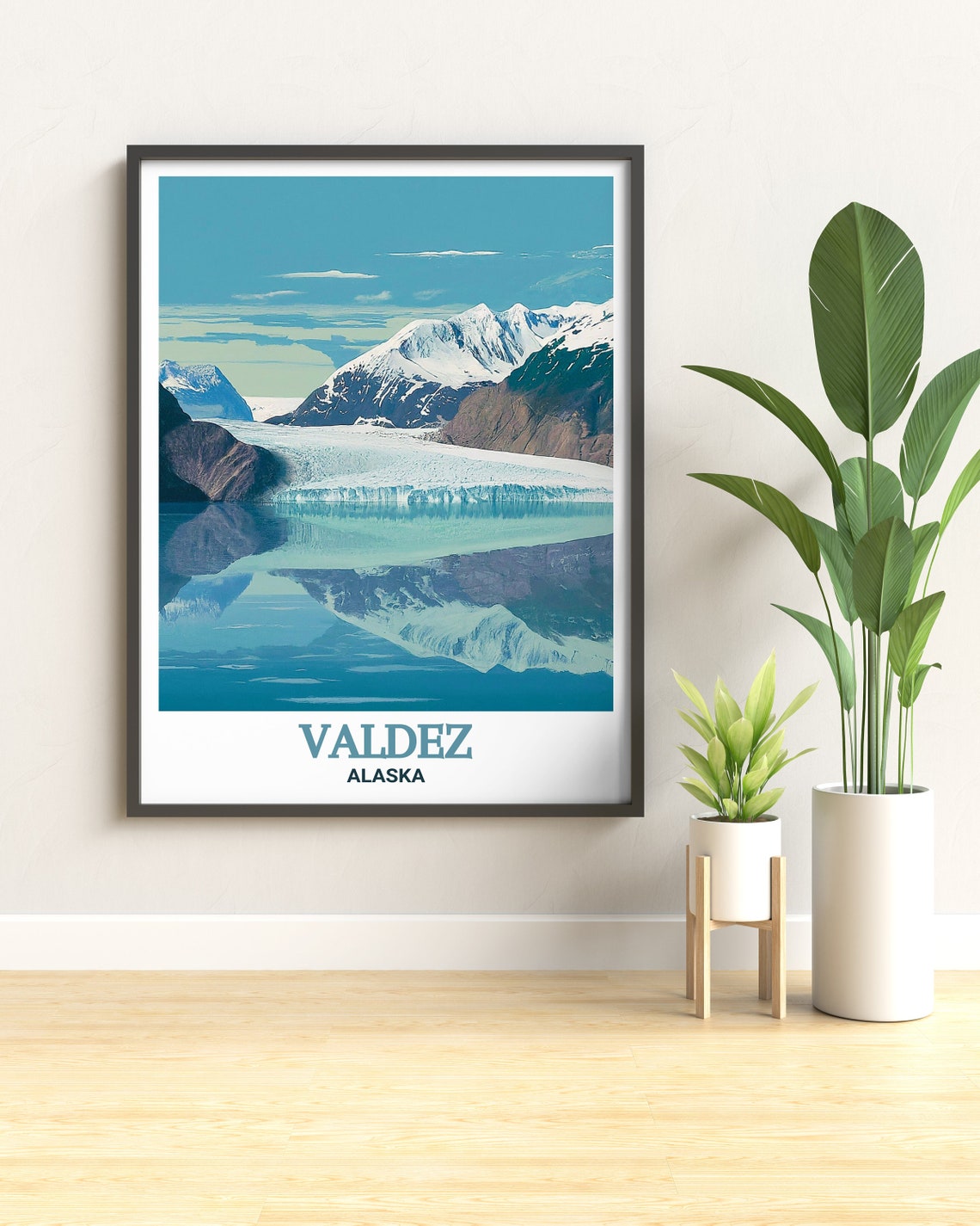 Valdez Alaska Blue Glacier Mirror Reflection Arctic Travel Poster - Image 2