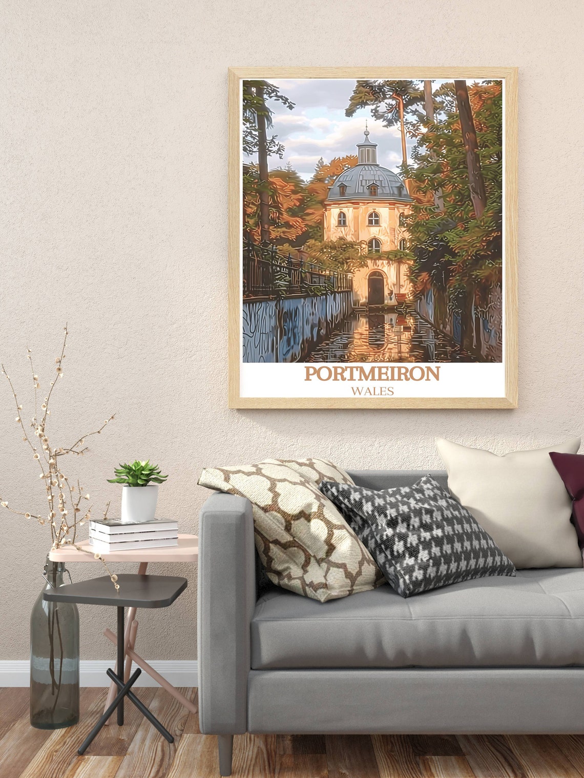 Portmeirion Pantheon Domed Hall Framed by Golden Autumn Trees Poster - Image 3