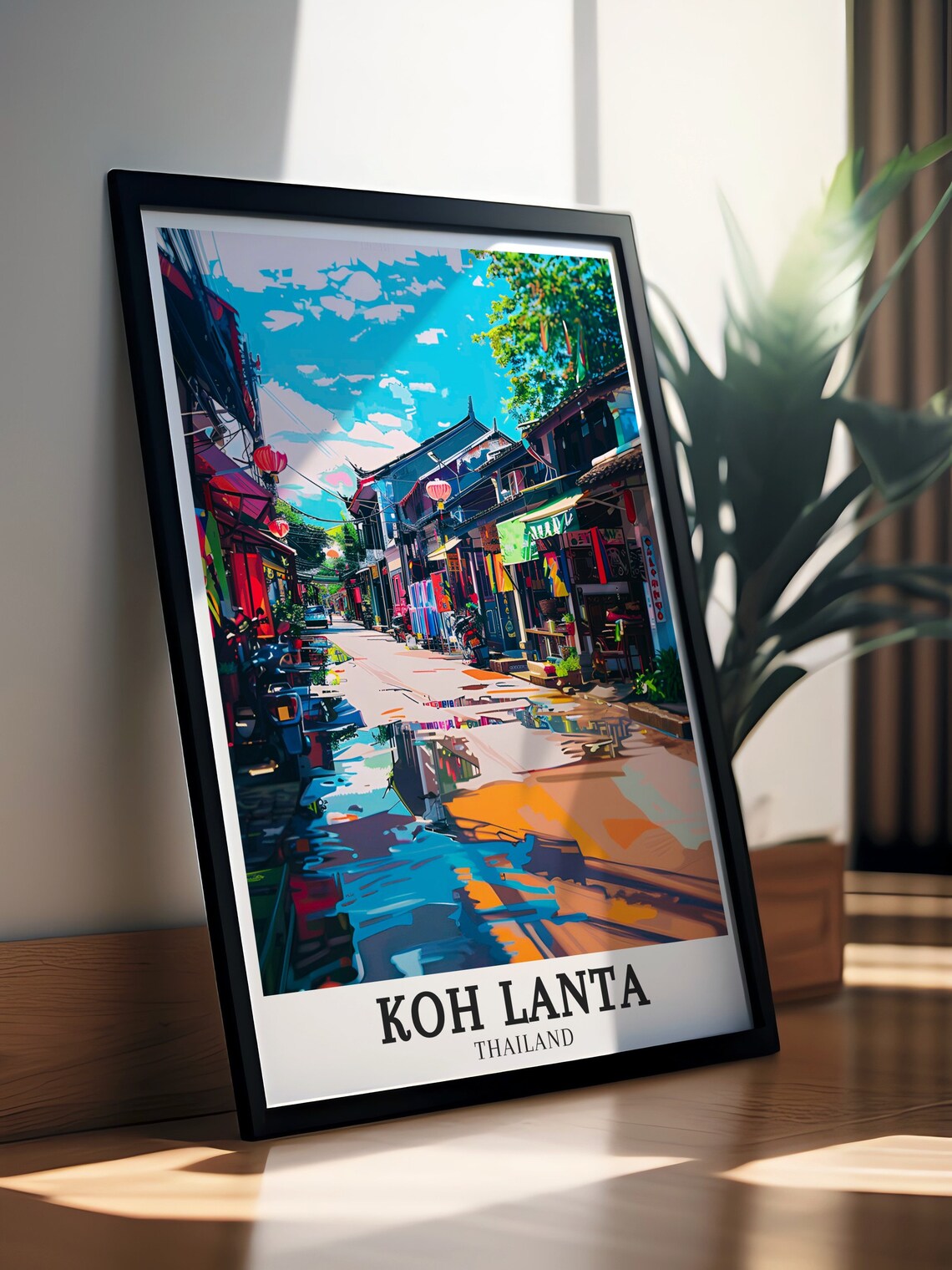 Koh Lanta Thailand Colourful Old Town Lantern Street Scene Poster - Image 3