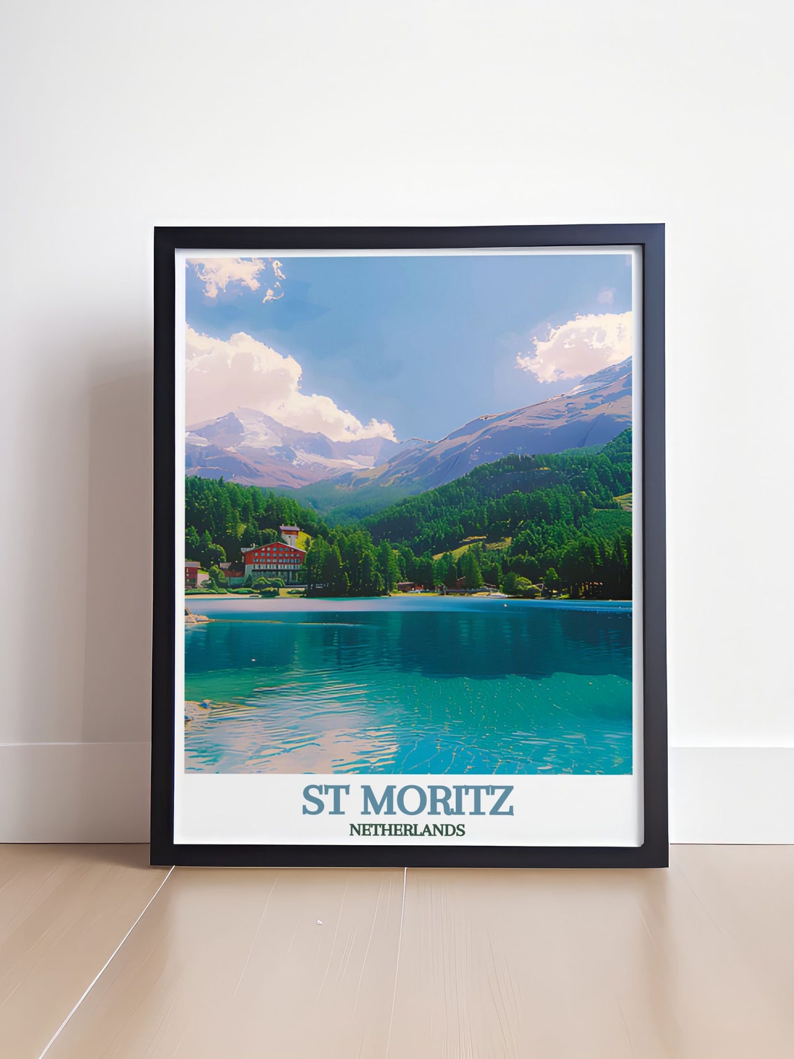Lake St Moritz Turquoise Alpine Water Mountain View Travel Poster - Image 4