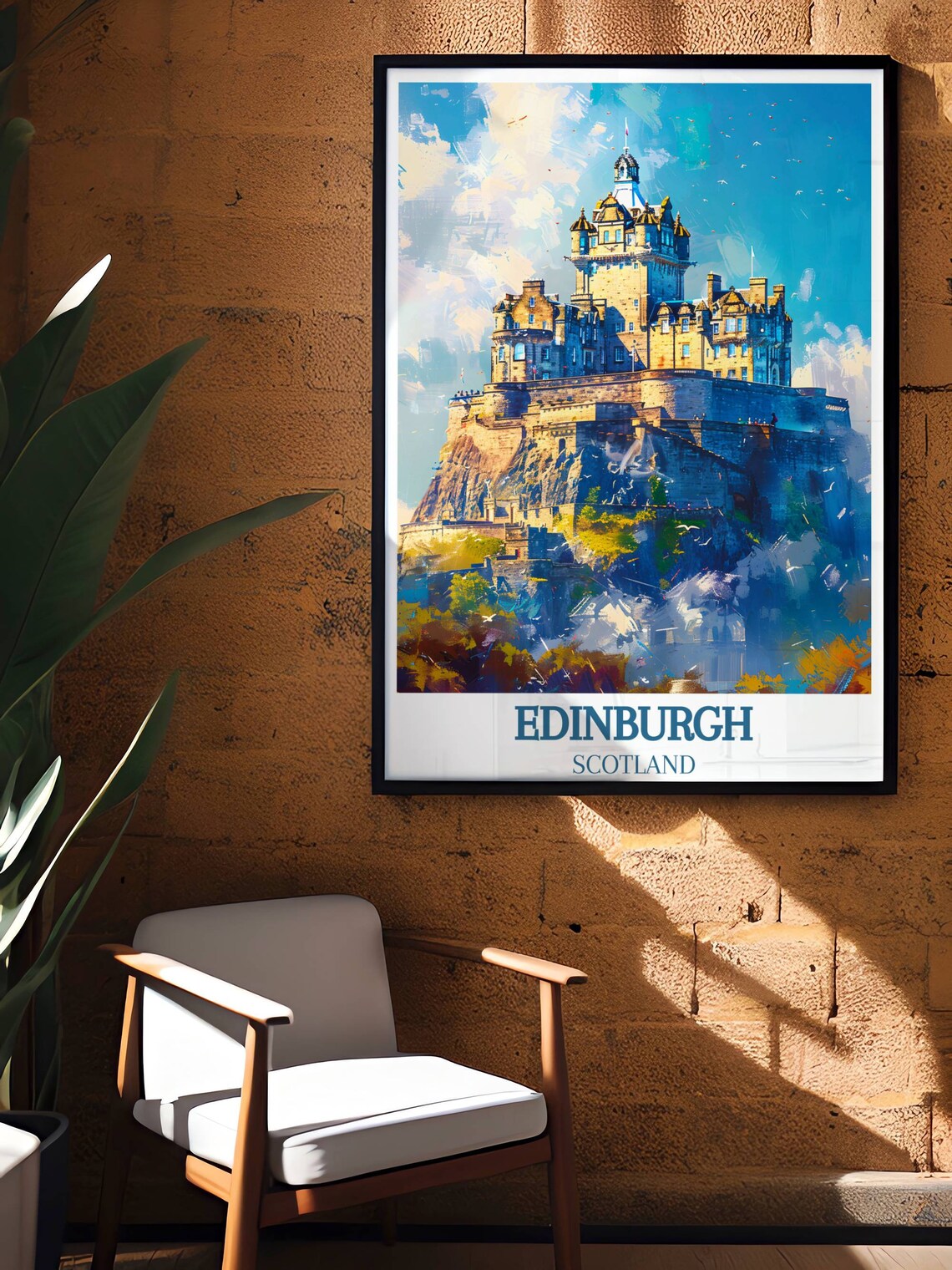 Edinburgh Castle Scotland Historic Fortress Painterly Art Poster - Image 4