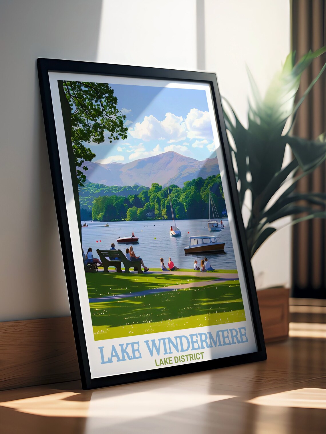 Lake Windermere Boats On The Water And Fells Lakeside Park Poster - Image 3