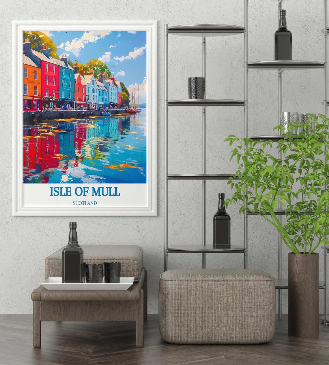 Isle of Mull Colorful Harbourside Street Reflection Scotland Poster - Image 3