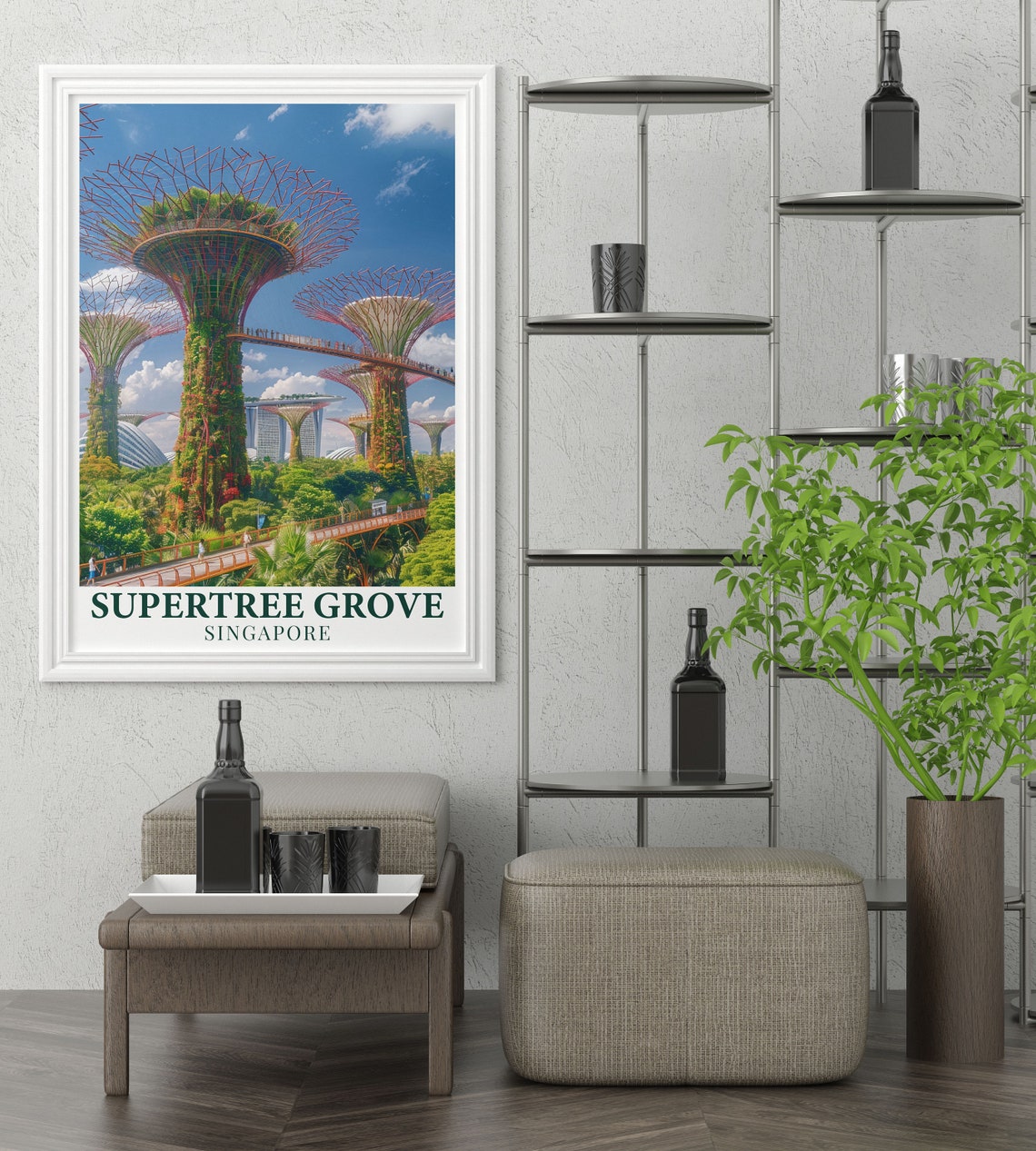 Supertree Grove Singapore Daytime Skyway Gardens Travel Poster - Image 2